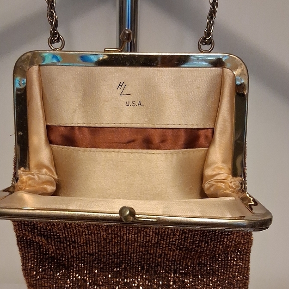 👜 Rare Vintage 1960s Harry Levine Bronze Fire Evening Clutch/Bag - Picture 5 of 9